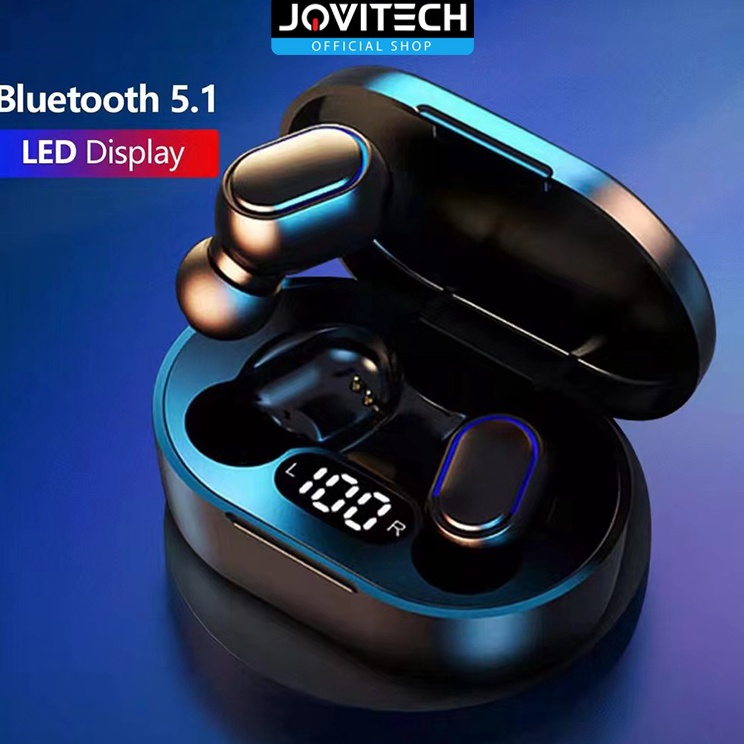 ￣ Bd Jovitech TWS Earphone Bluetooth Wireless Earbuds Digital Click Button LED Display Waterproof - 