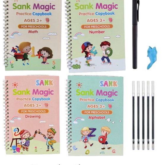 

(V-➤W❣L) Buku Sank Magic isi 4 Buku + 1 Bulpen + 4 Refil / Buku Edukasi Menggambar Ajaib TK PAUD / 4 in 1 Magic Buku Kaligrafi Anak Sank Magic Practice Book / Buku Belajar Menulis TK -siiap.dikirim..!