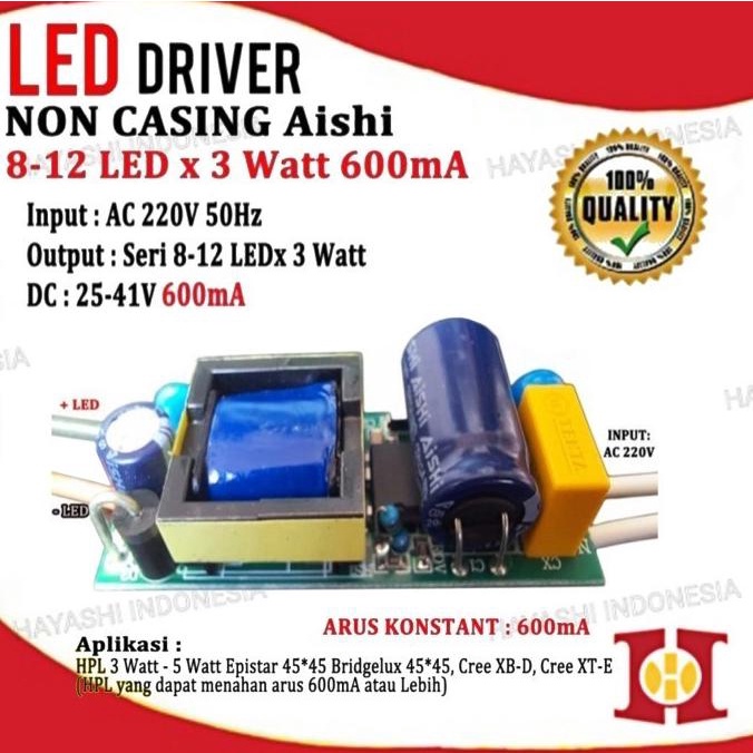 LED Driver LED 8-12 Watt 8-12W AC DC 600 mA PCB Board Tanpa Casing Box