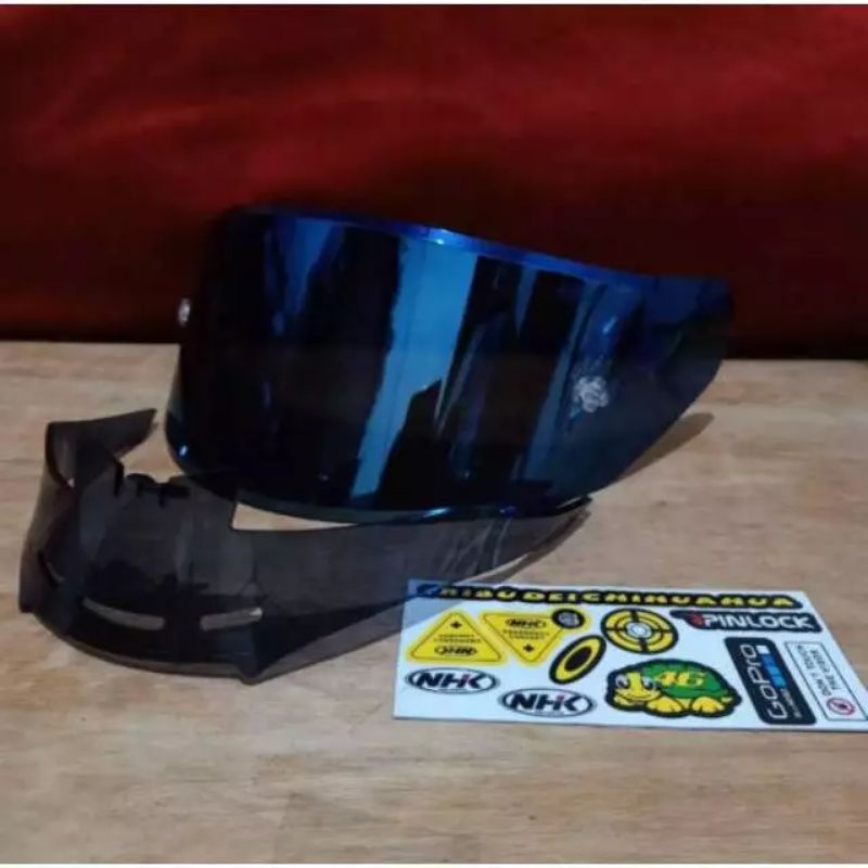 Paket Flat Visor NHK GP1000 + spoiler NHK GP1000  + Topost  - Paket Kaca Helm NHK GP1000
