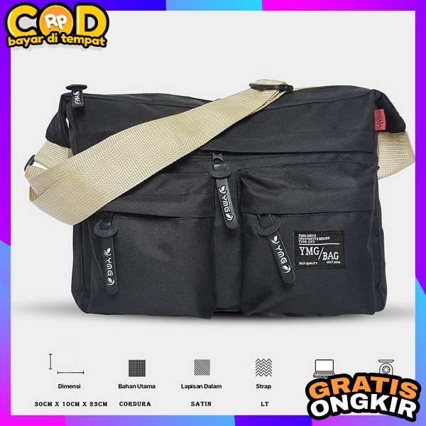 Tas Selempang Polos Pria Slempang Kasual Cowok Hitam Slingbag Bahu Keren Murah Tas Selempang Pria Sl