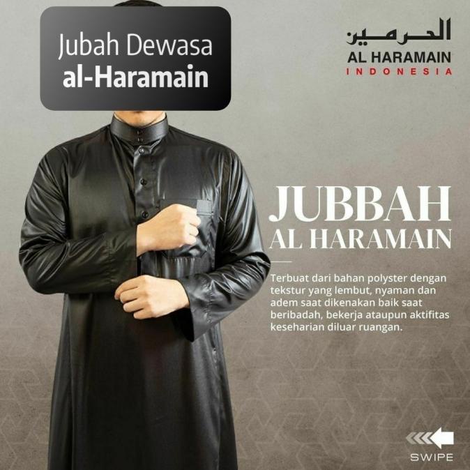 Baju Jubah Gamis Al Haramain Pria Dewasa Hitam Putih Polos Premium