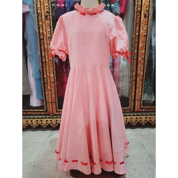 Dress Lolitta / Baju Lolita Pita Pink List Merah