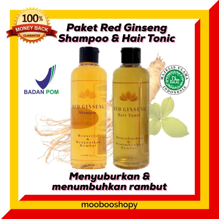 Paket Bio Herbal Red Ginseng Shampoo Hair Tonic Bpom Rambut Rontok