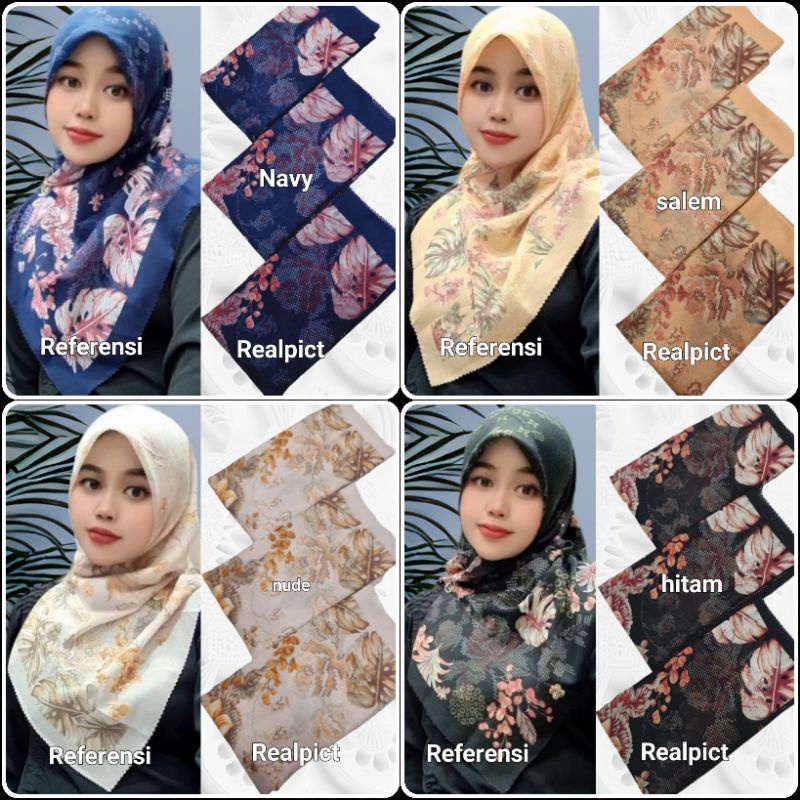Jilbab segiempat voal motif lasercut hijab motif premium (harga grosir)