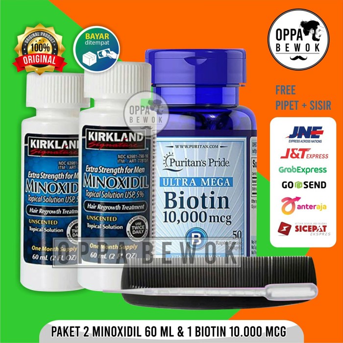 PAKET HEMAT INSTAN BREWOK MINOXIDIL DAN BIOTIN 10000 MCG TERBARU