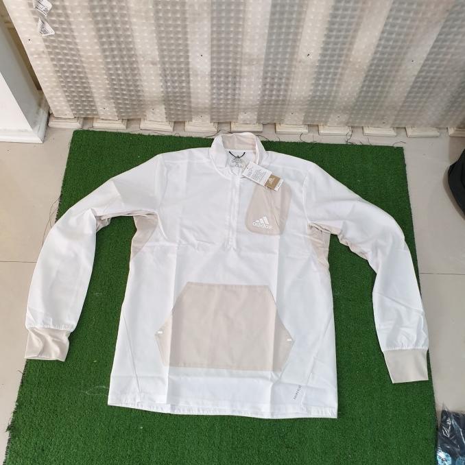 Adidas original half zip primeblue running jacket white krem bnwt