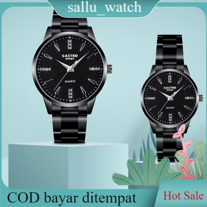 Jam tangan cowok Dan Wanitn Gastro Couple 02 Rantai Analog Anti Air Hitam D7O9 Watch Jm tangan BEST 