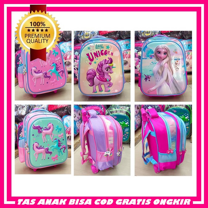 Cewek Tas Anak Sekolah Perempuan Import Premium Anka Anka Prempuan Tas Troli Anak Perempuan Paud Tk 