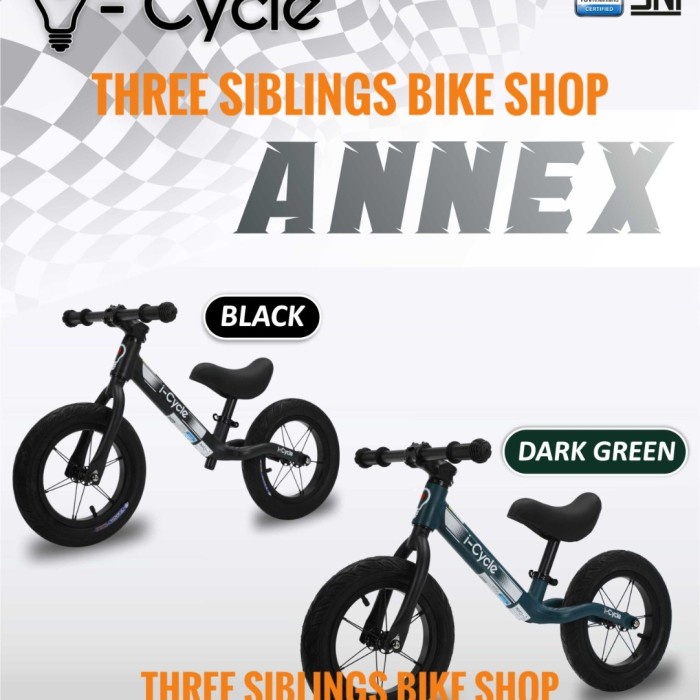 I-Cycle Balance Bike Annex (Black & Dark Green) Berkualitas