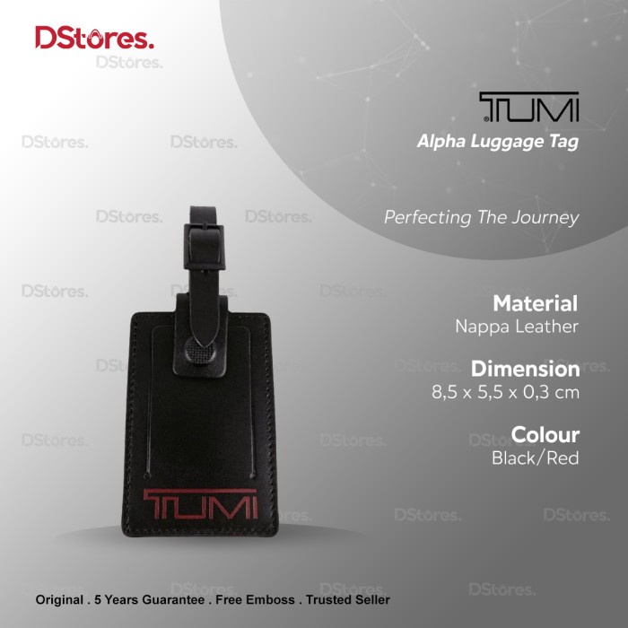 Tumi Alpha Luggage Tag - ( Black/Red ) Berkualitas