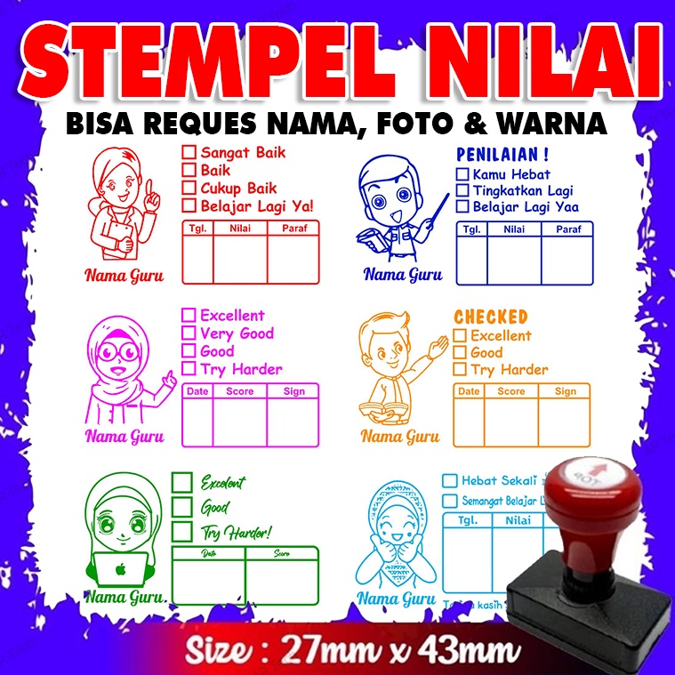

➡Stok Banyak❊ STEMPEL PENILAIAN GURU NILAI SISWA SEKOLAH T45 ➢