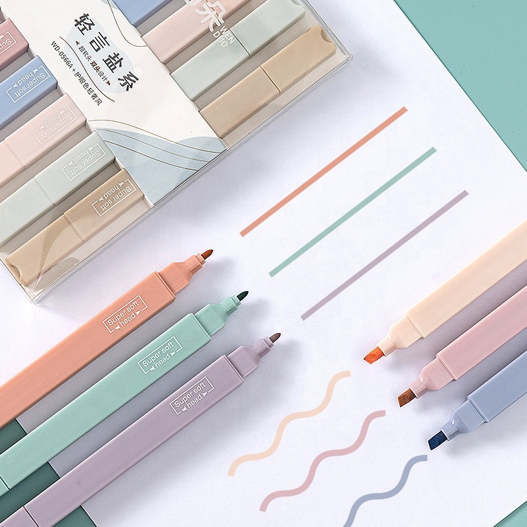 

❅Diskon✯➼ KYUKA Highlighter Pen set Marker 2 in 1 pastel untuk alat tulis kantor sekolah / set dan satuan D84 ✱