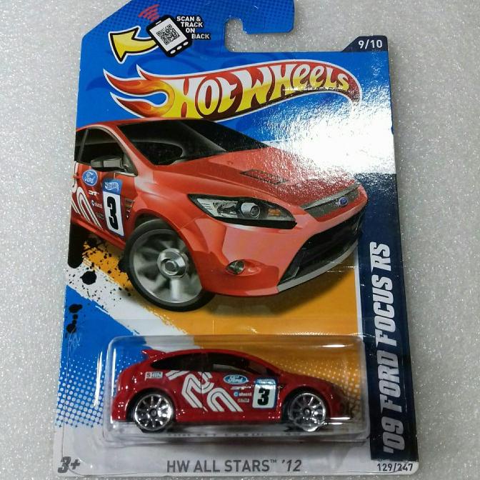 Hot Wheels 09 Ford Focus RS. Hatch Back. Card HW All Stars 2012. Merah