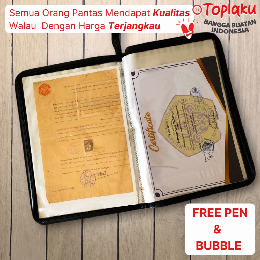 

➫Terlaku. TOPLA Map Ijazah Dokumen Keeper Resleting Anti Air Kulit Isi 40 60 Document Sertifikat File Folder Organizer Business File Clear Holder M87 ➧
