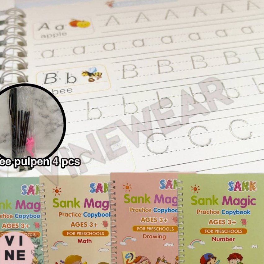 

[ZU-»♫4] SANK Magic Practice Book /Buku Ajaib Belajar Menulis dan Menggambar Anak 1 SET ISI 4 BUKUlangsung.kirim.