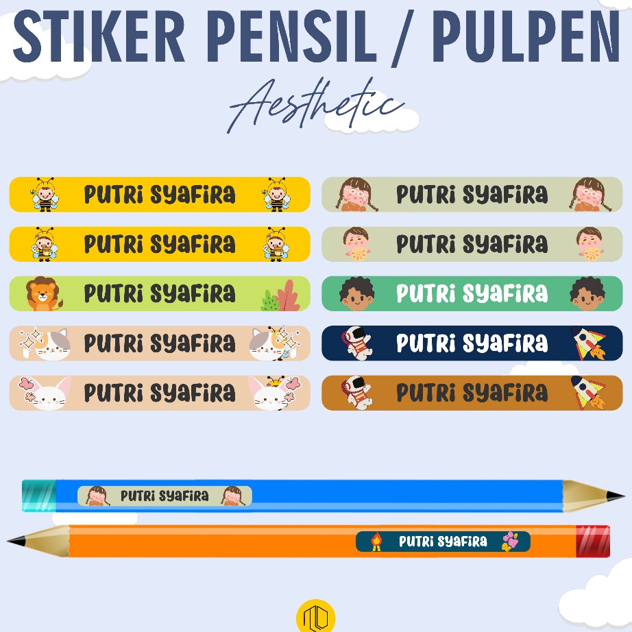 

[P㊖♥9.N] (ISI 50 PCS) STIKER PENSIL CUSTOM NAMA KARAKTER KARTUN / STIKER LABEL NAMA CUSTOM / STIKER PULPEN BOLLPOINT CUSTOM NAMA / LABEL NAMA ANAK WATERPROOF TAHAN AIR / - siap.dikirim✮!