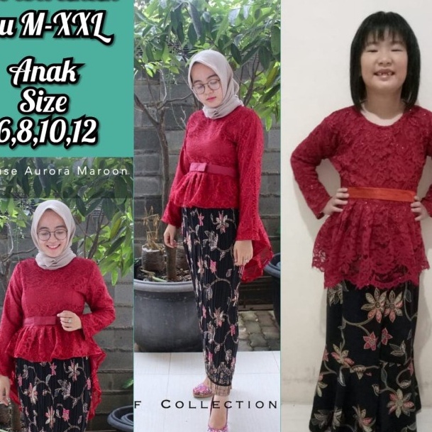 HOT SALE Couple Stelan Kebaya Asmi Rok Plisket dan Rok Duyung Batik Ibu Anak ✽
