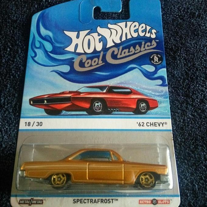 HOT WHEELS 62 CHEVY. 62 CHEVY IMPALA. COOL CLASSIC CARD SERIES. GOLD.