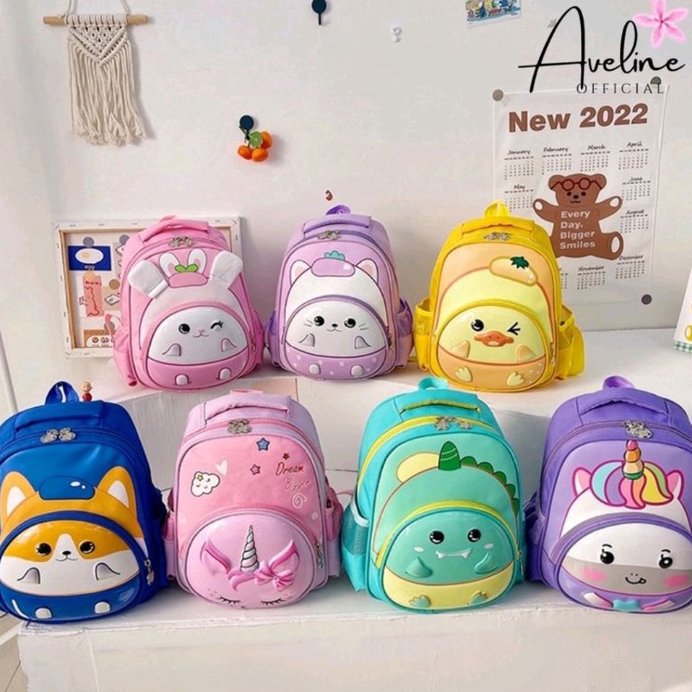 SIAP KIRIM AVELINE Tas Anak Ransel Import / Tas Ransel Punggung Karakter Anak Lucu / Cute Backpack f