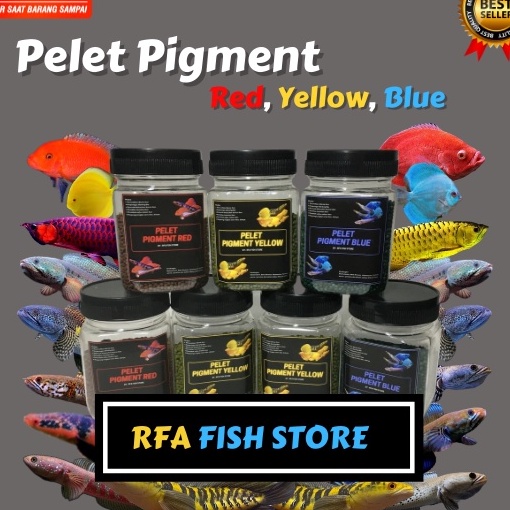 [4.A☀O♡> Pelet Pigment BLUE YELLOW RED Kualitas Premium Untuk Pakan Ikan Predator Channa Auranti, Ba