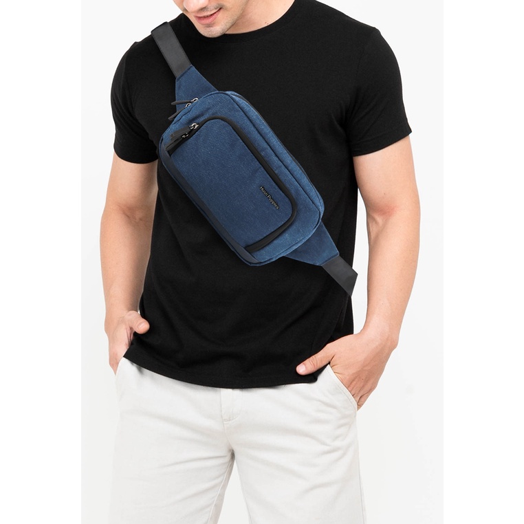 Tas Pinggang Hush Puppies Original Pria WaistBag 1 kantong depan dengan resleting Wisuda Asli 100% K