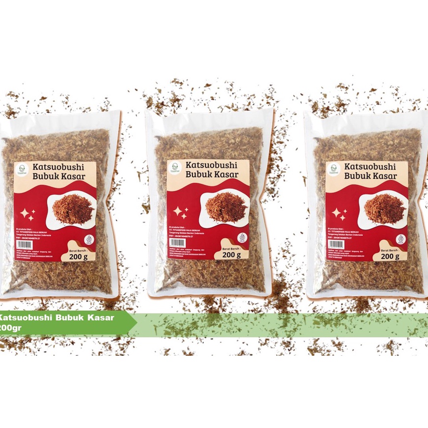 

[OF♥/X❤> Katsuobushi Bubuk kasar 200gram Grade D ikan cakalang bonito dasi taburan takoyaki halal kaldu ikan- amanah➲!