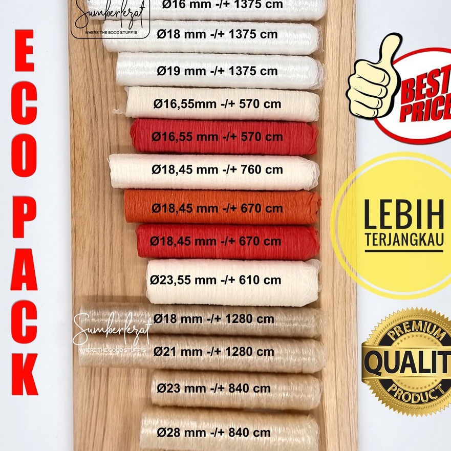

(B.C➤R✯] ECO PACK - Casing Kulit Selongsong Sosis Plastik Selulosa Kolagen Collagen Edible Halal Food Grade virral..!