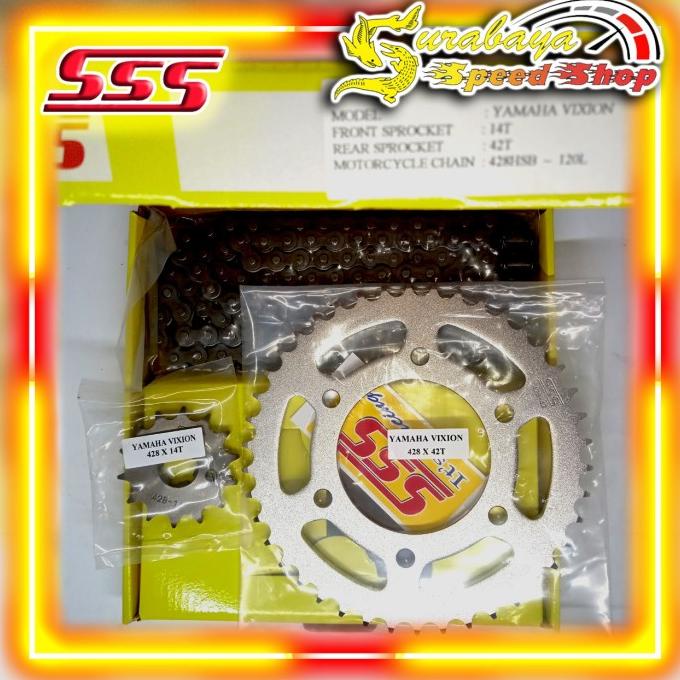 sss chain kit gear set vixion old gear depan belakang rantai ori sss