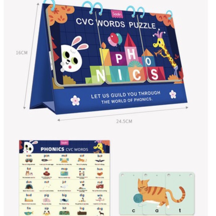 PROMO SAALIN CVC WORD PUZZLE EDUKASI MEMBACA ANAK PHONICS READING TOYS TERMURAH