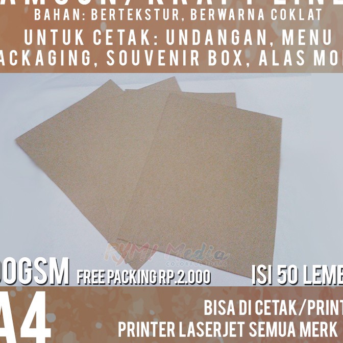 

(WS㊛.F㊚] Samson Kraft 200 gsm A4 isi 50 lembar / Kertas Samson Kraft Liner Tebal 200 gram Coklat packpaling.lariis.!!