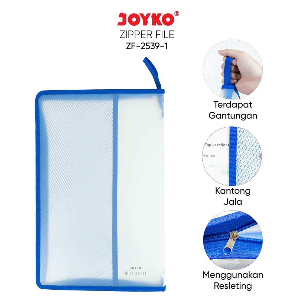 

Laris Zipper File Map Plastik Resleting Joyko ZF-2539-1 F4 Jala VJ0