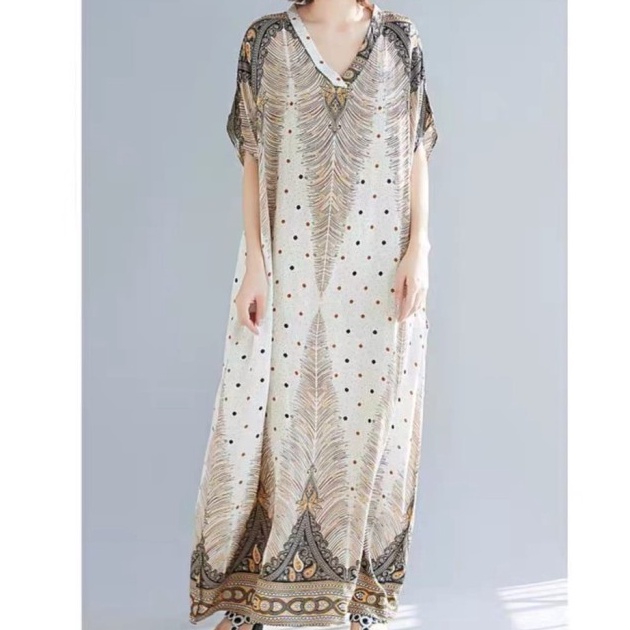 Harga Heboh Maxi Dress HOMWEAR Import/Dress Busui/Long Dress Lengan Pendek Casual ✸