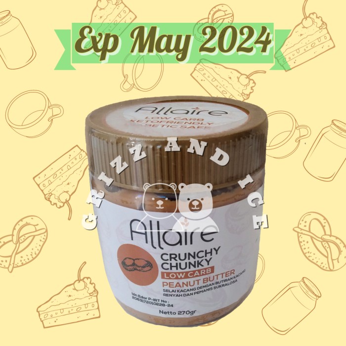 

Allaire Kethobetic Crunchy Chunky Peanut Butter Selai Kacang 270 Gram