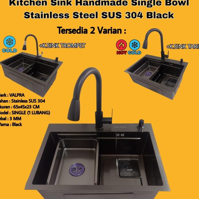 Kitchen Sink Wastafel Bak Cuci Piring 1 Lubang Stainless Sus 304 Black Original