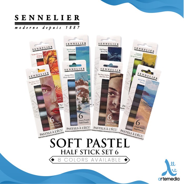 

Sennelier Soft Pastel Half Stick Set 6 Dry Crayon Krayon Warna Lembut