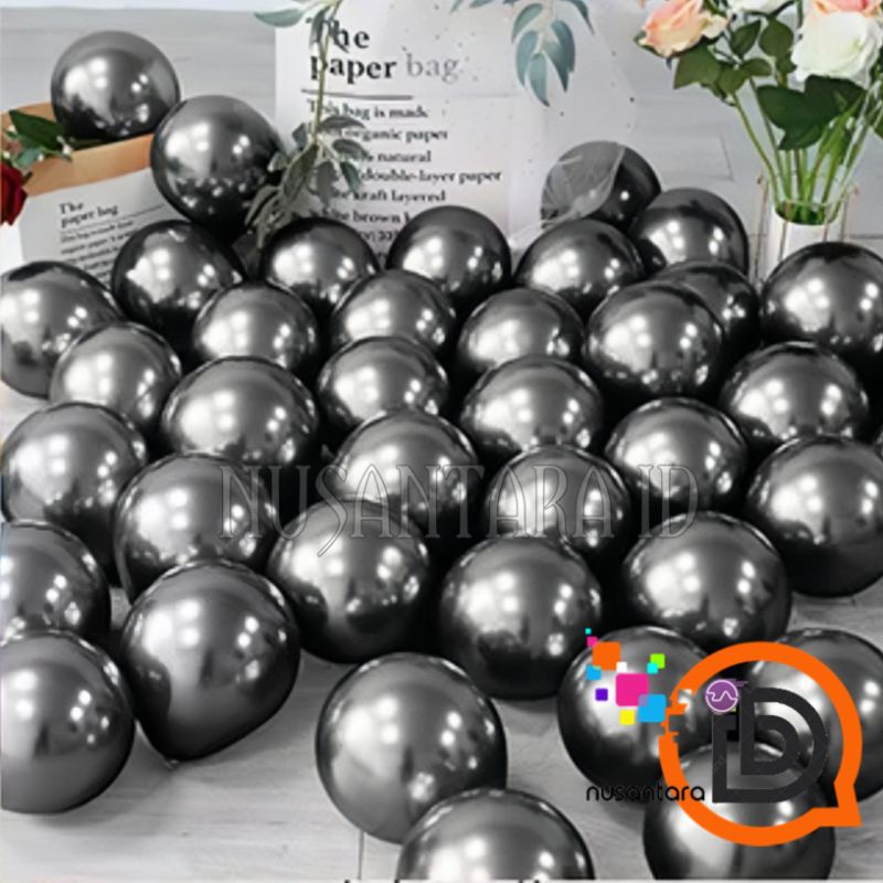 Balon Chrome  HITAM / Balon latex chrome12 inch / Balon latex Metalik Chrome