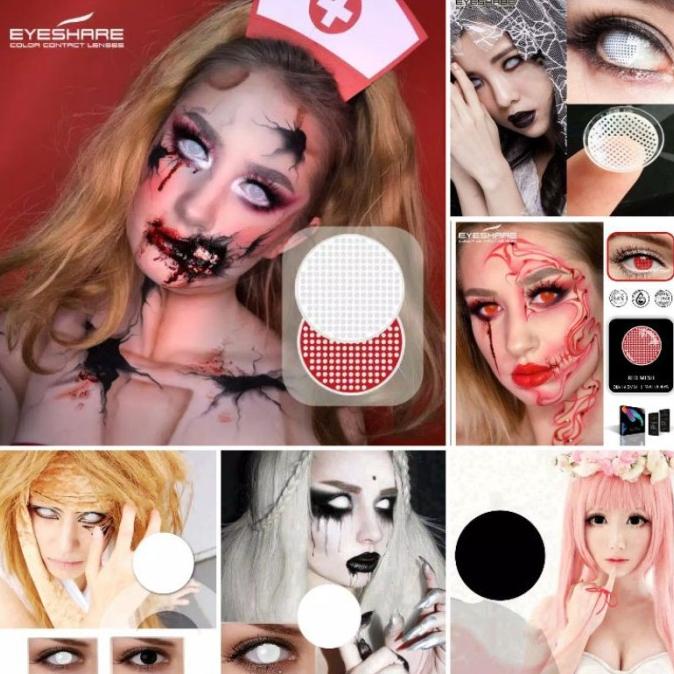<<<<<] DS Softlens Halloween Hantu Seram Putih Hitam Merah