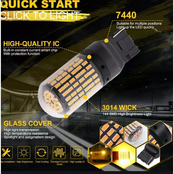 LAMPU LED T20 7440 144 LED SUPER BRIGHT LAMPU LED SEIN SUPER TERANG TOP