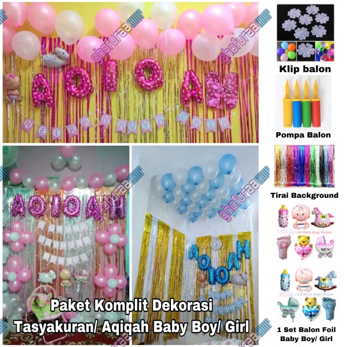 Paket Dekorasi Aqiqah Baby Komplit - Paket Aqiqah Bayi Boy Girl Bestseller Backdrop