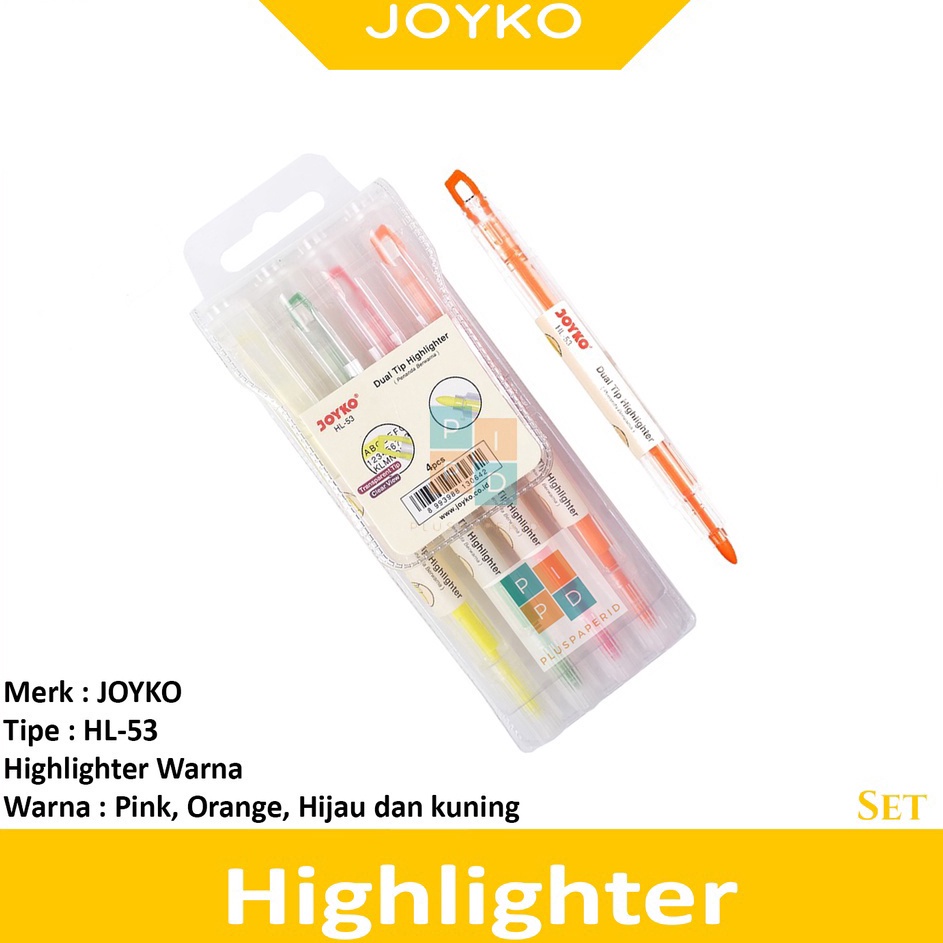 

➟Harga Murah✲ JOYKO - Dual Tip Highlighter Penanda Berwarna HL-53 - Set R75 ☋