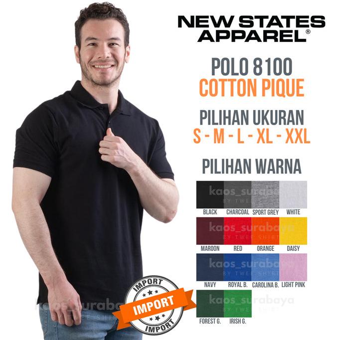 Kaos Kerah Polos Import Polo Shirt NSA New States Apparel