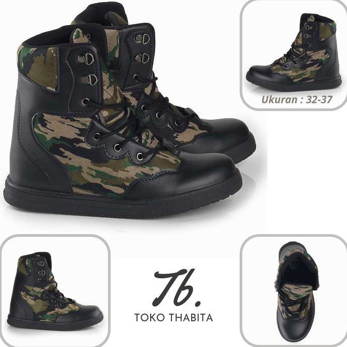 Sepatu Boots Tactical Loreng Tentara Pdl Anak Laki Army Tni