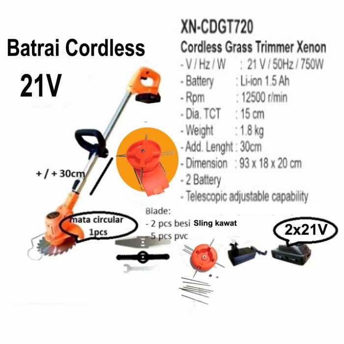 Xenon Cdgt720 Mesin Potong Rumput Baterai Grass Trimmer Cordless 20V