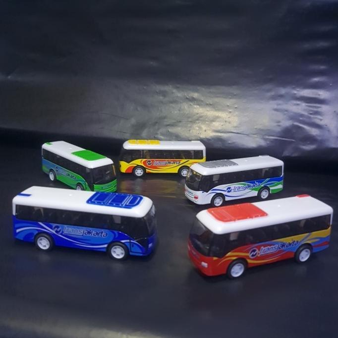 Die Cast Mobil Besi Bus Transjakarta Miniatur Busway