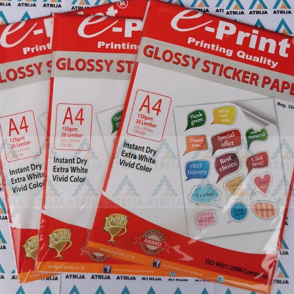 

(♪♪WL.Z) Kertas Sticker A4 Glossy Sticker Paper E-Print -top.produks.!!