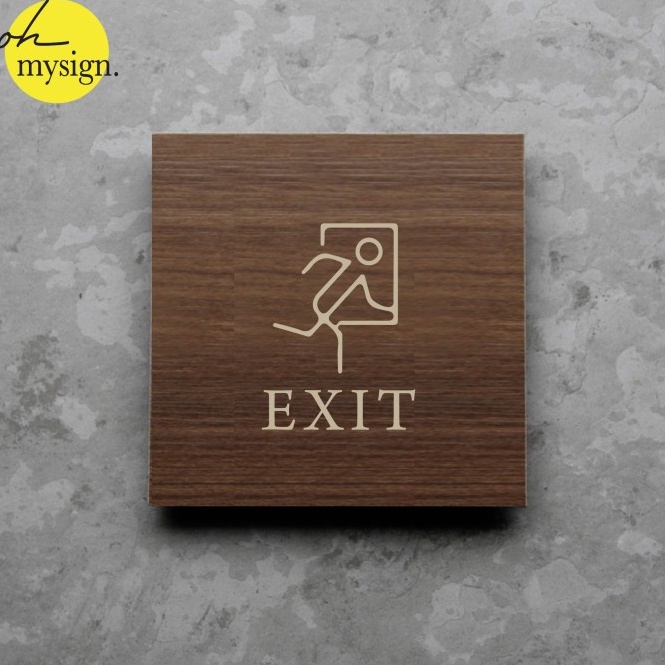 

9.9 SALE BELI 2 DAPAT MINI GOLD Papan Exit Sign Board Kayu Print Signage Label Nama Ruang