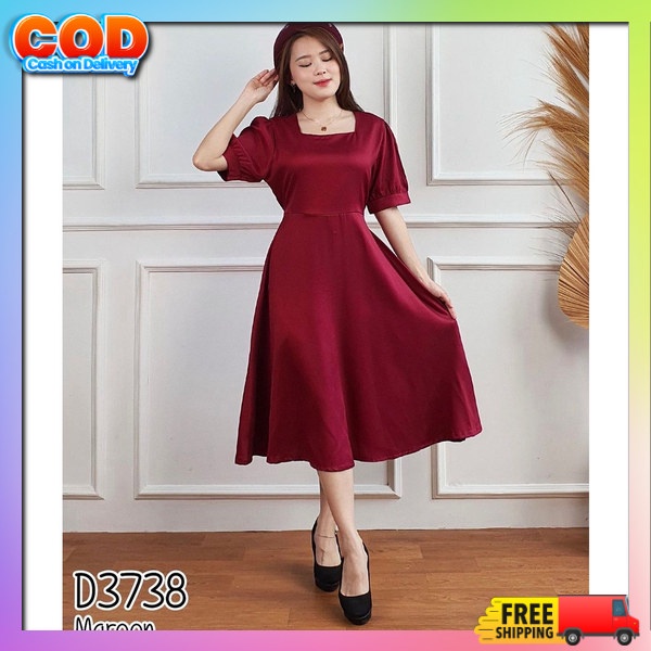 Cewe Pakean Kekinian Murah Dewasa Gaun Natal Pendek Merah Premium Korean Style Casual Korea Terbaru 