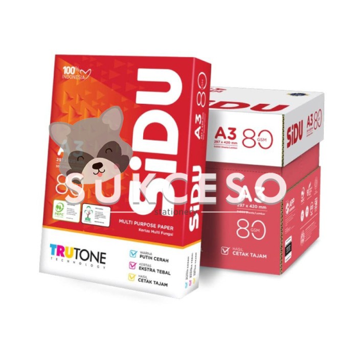 

SIDU Sinar Dunia A3 Kertas HVS Print Fotocopy 80gr/gsm Berkualitas PROMO