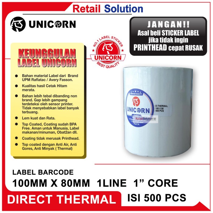 

Stiker Label Barcode Thermal 100x80 mm / 100 x 80 mm / 100x80mm HARGA DISKON